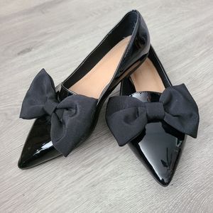 ASOS DESIGN Lake Bow pointed ballet Flats in black US 7